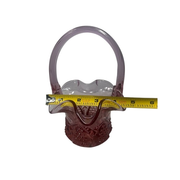 Vintage Fenton Colonial Button & Arch Basket Ruffled Edge Pink Dusty Rose MCM - Picture 8 of 10